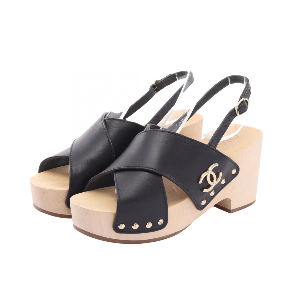 Chanel Coco Mark Clover Wood Wedge Sole #339400C86B